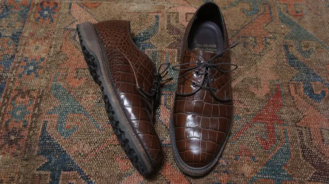 Rare Mens ALLEN EDMONDS haskell ALLIGATOR emboss golf Shoes 9D