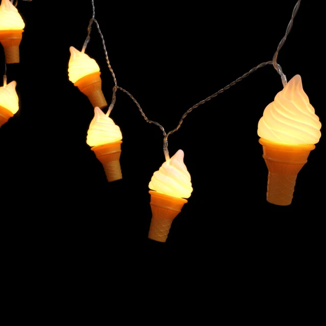 1 juego de lámpara de cuerda LED para helado decoración habitación infantil restaurante lámpara de cuerda para helado