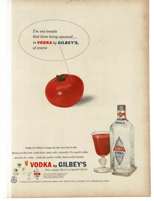 1956 Gilbey's Vodka tomato Vintage Print Ad