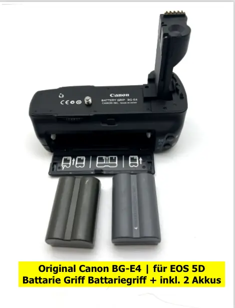 original Canon BG-E4 | für  EOS 5D Battarie Griff Battariegriff + inkl. 2 Akkus