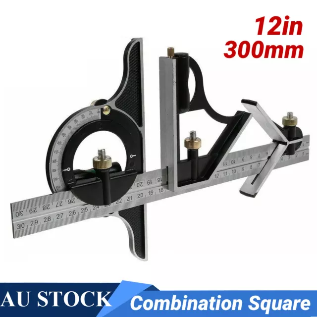 3 in 1 12" Combination Measuring Angle Tool Rule Tri- Ruler Steel Machinist 30cm