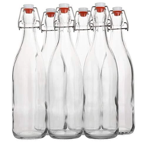Flip Top Glass Bottle 1 Liter / 33 fl. oz. Pack of 6 – Swing Top Brewing Bott...