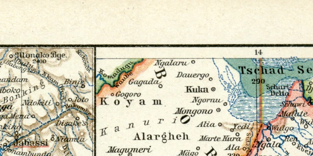 Kamerun historische Landkarte Lithographie ca. 1909 antike Karte Geographie 3