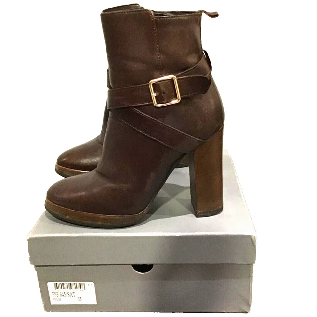 MINELLI Bottines à Brides cuir marron foncé T 35 Bon état