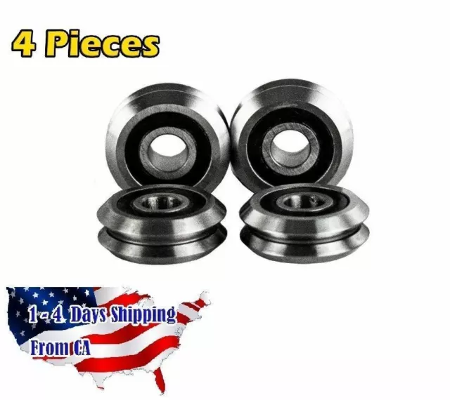 RM2-2RS 3/8 inch V Groove Roller Bearing Rubber Sealed Line Track (4PCS)