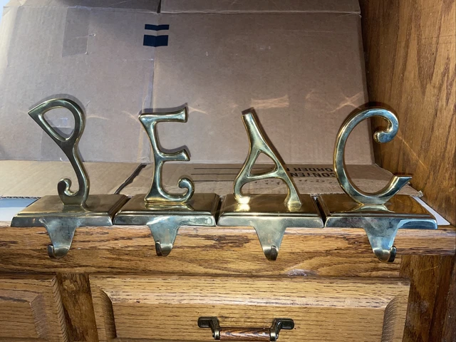 Pottery Barn PEAC  Gold Holders Hangers Brass Heavy Mantle