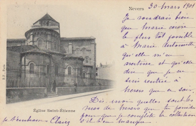 NEVERS église saint-étienne timbre vert 5 cent. 1901