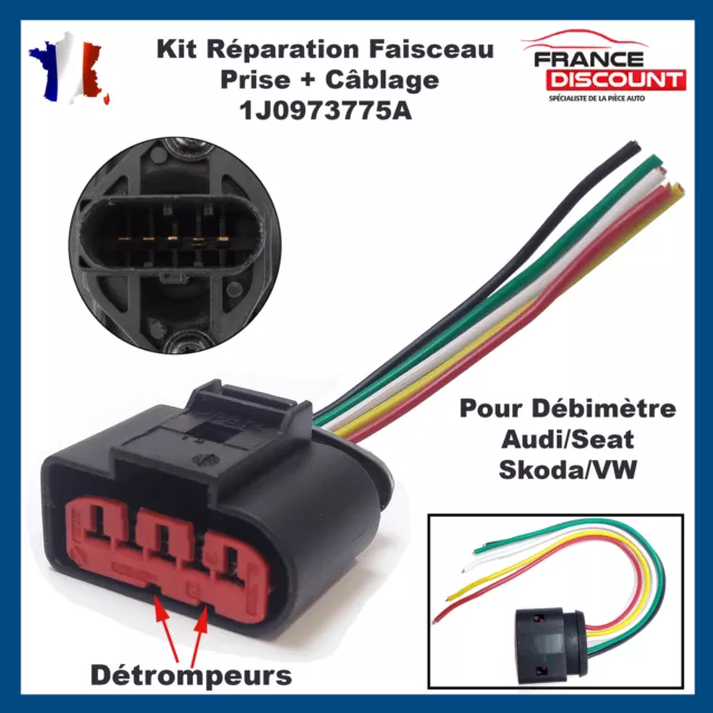 Connecteur + Cablage fils electrique débimetre compatible VW Audi Seat 1J0973775