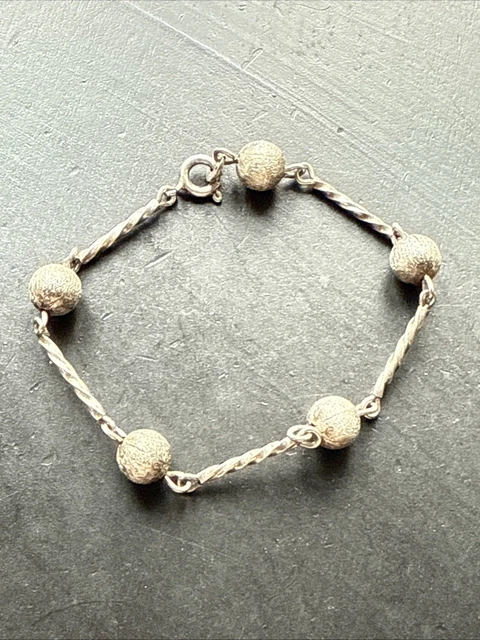 Bracelet Gourmette Argent Massif 925 - Maille Articulée Style Art Nouveau - Occasion