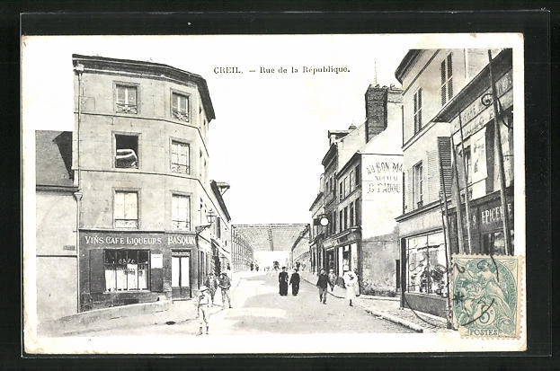 CPA Creil, Rue de la République 1906