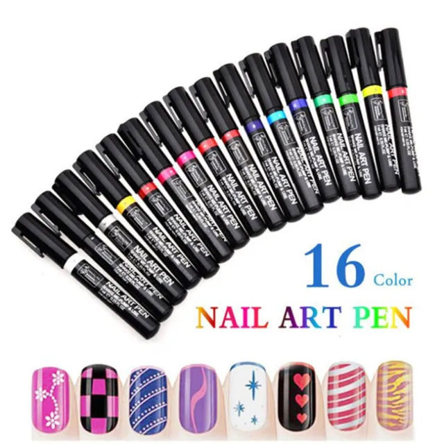 16 Colors Set Nail Art Pen for 3D Nail Art DIY Decoration  Pen G8P3
