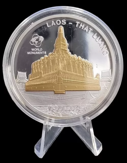 Cook Islands 10 Dollars 2010 Skulpturmünze Pha That Luang 999 Silber 31.1 (933 )