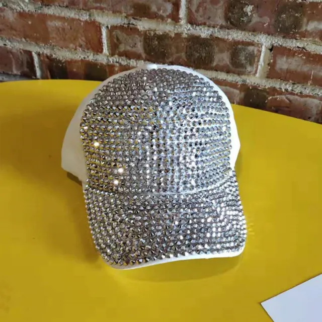 Lady Rhinestone Sequins Baseball Cap Shiny Glitter Bling Snapback Hat Adjustable