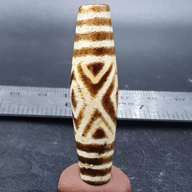 Antique South Asian Burmese Old pyu Pumtek petrified Wood Stone Bead 45mm