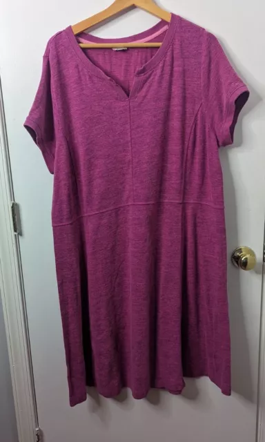 Talbots Womens Dress Plus Size 2X Purple Short Sleeve V Neck