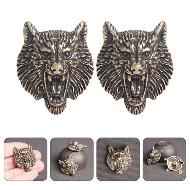 2pcs Wolf Head Shape Leather DIY Rivets Brass Gadget Suitcase Bag Buckle