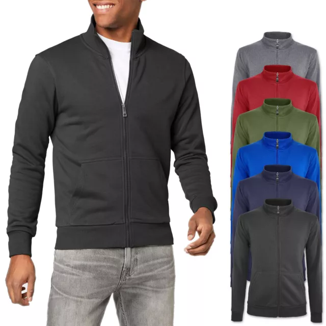 Felpa Uomo Invernale Con Zip Senza Cappuccio Maglione Basic Cardigan VEQUE