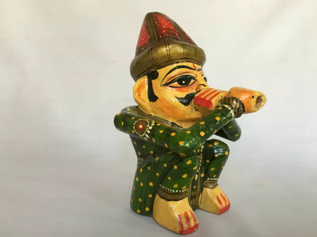 (01). An Old Look Hand Crafted & Hand Painted Color wooden musician doll statue