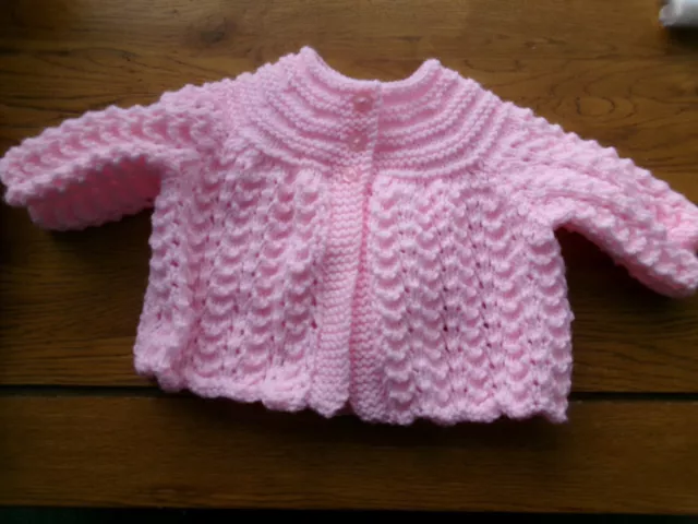 Handgestrickte Baby-Strickjacken/Matineejacken 14" 0 Bis 3 Monate 3