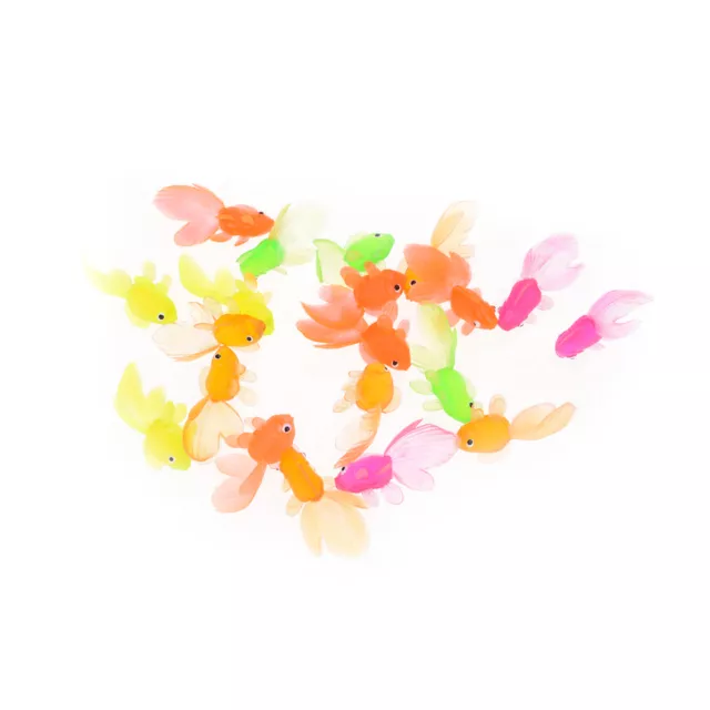 20pcs Plastic Simulation Small Goldfish Soft Rubber Gold Fish Kids Toy  SEAU;-d