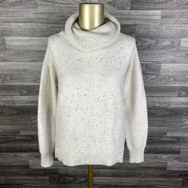 LOFT Turtleneck Pullover Off White Oversized Knit Sweater Women's Size Small