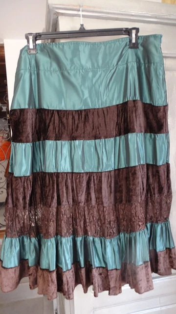 Jupe-Short En Lin Gris Avec Dentelle - Style Mori, Hippie, Vintage Taille Unique