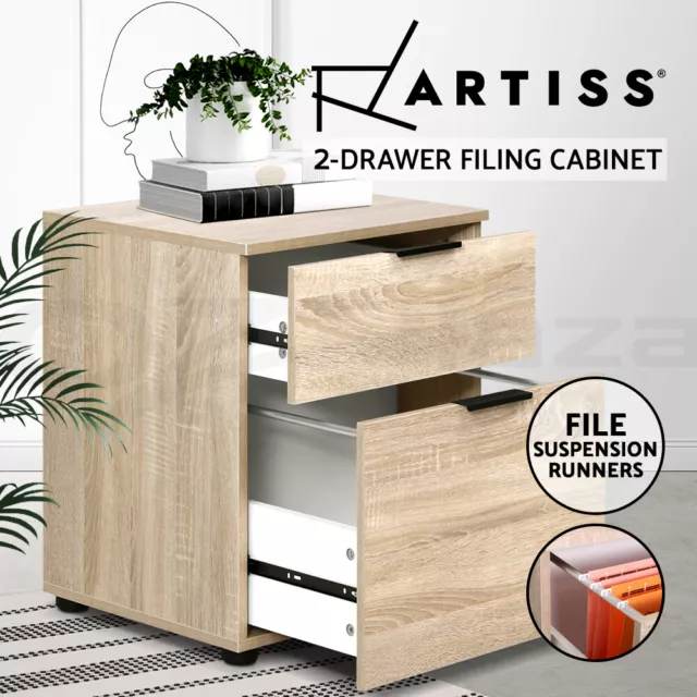 Artiss Filing Cabinet 2 Drawer Office Storage Shelves Drawers Cupboard File