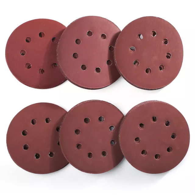 120PCS 5 inch 8 Hole Hook and Loop Round Sandpaper Discs Sanding Sheets Sander