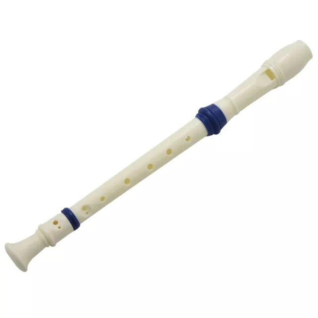 Students Plastic 8 Holes Soprano Recorder Flute Beige  w Cleaning Stick S1Z6