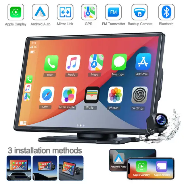 CAMPARK Wireless Apple Carplay Car Stereo, Portable Dash Mount Android Auto  Car Play Screen, 7 Inch Touchscreen Radio Receiver with Siri/Google  Assistant, GPS Navigation, Bluetooth Muisc, FM 