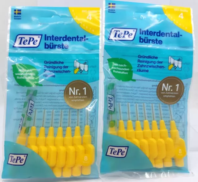 TePe Interdentalbürsten x 0,7 mm gelb 2  Pack (2 x 8 Stück) ISO  4