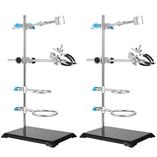 PINGEUI 2 PCS 16 Inch Lab Stand Set Laboratory Stand Support Lab Stand and Cl...