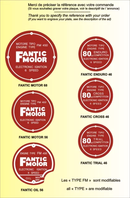 PLAQUES Constructeur Motos FANTIC rondes