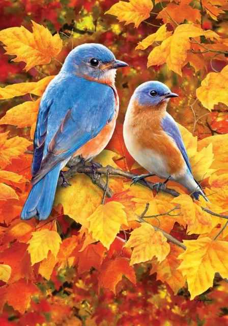 Custom Decor Fall Bluebirds - House Flag, Decorative Double Sided, 28 X 40