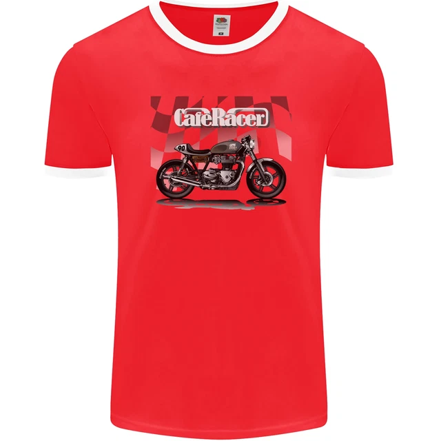 Cafe Racer Motorbike Motorcycle Biker Mens Ringer T-Shirt FotL