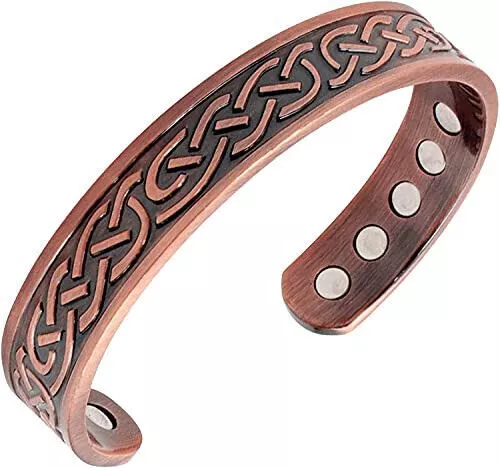 Pulsera de terapia magnética fuerte doble de cobre para hombres para...