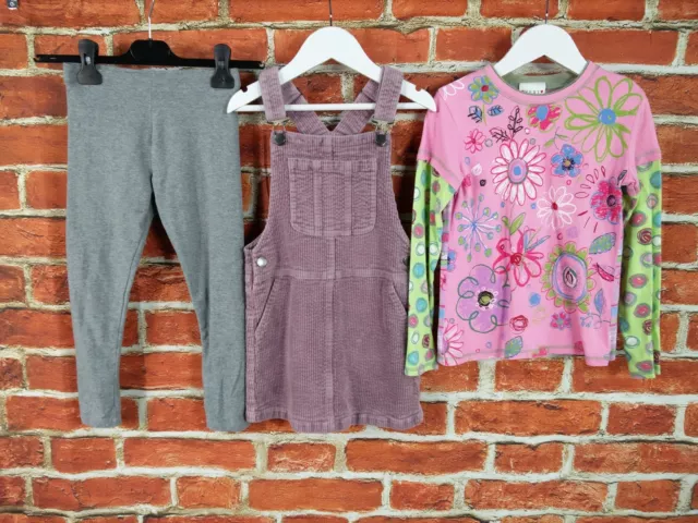 Girls Bundle Age 6-7 Years 100% Next Corduroy Pinafore Dress Tee Leggings 122Cm