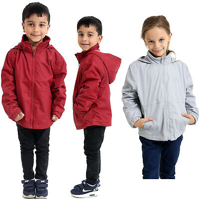 Kids Boys Girls Waterproof Fleece Lined School Jacket Unisex Hooded Coat New