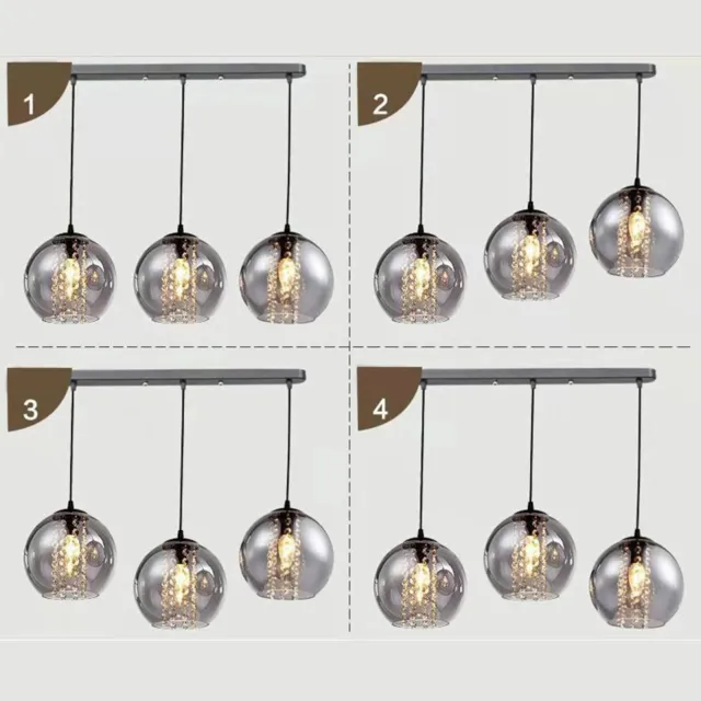 3-Light Chandelier Ceiling Light Hanging Lamp Glass Ball LED Pendant Lamp Modern