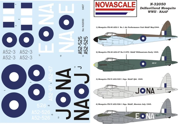 Hi Resolution Raaf Decals RAAF MOSQUITO WWII Decals 1/32 Scale N32050 $36.00 - PicClick AU