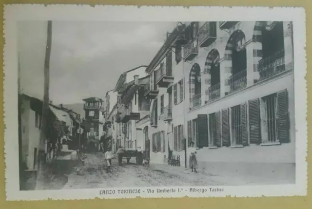 Lanzo Torinese - Torino - Via Umberto I - Albergo Torinese Non Viaggiata Animata