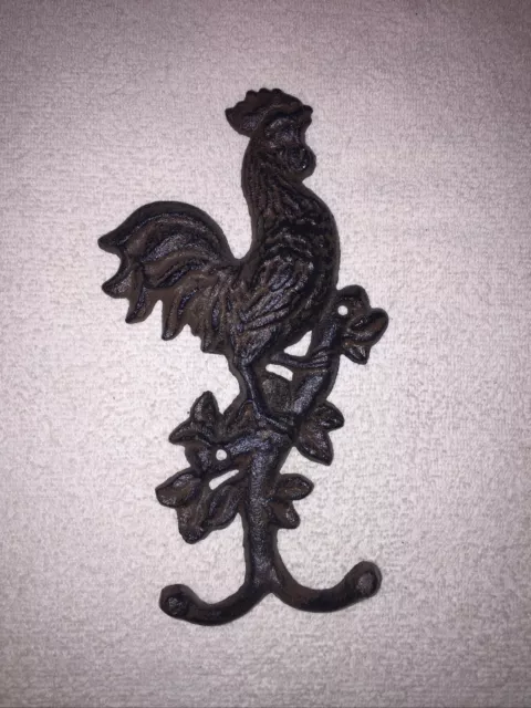 Cast Iron Rooster Hat Bath Coat Wall Hook Home Cabin Garden Decor