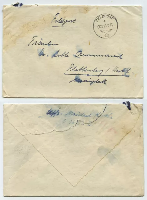 95164 - Feldpostbrief - 13.7.1943 nach Plettenberg - ohne Inhalt