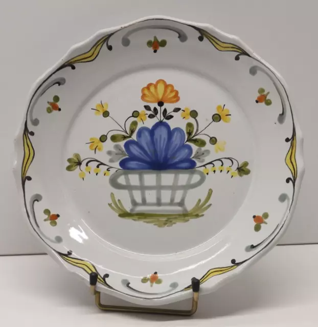 -BELLE ASSIETTE CERAMIQUE XXe Décor au panier Fleuri signé D ST FELIX   D