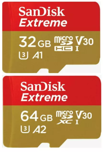 Sandisk 32GB 64GB Micro SD XC SDXC U3 UHS-I A1 A2 V30 4K Memory Card