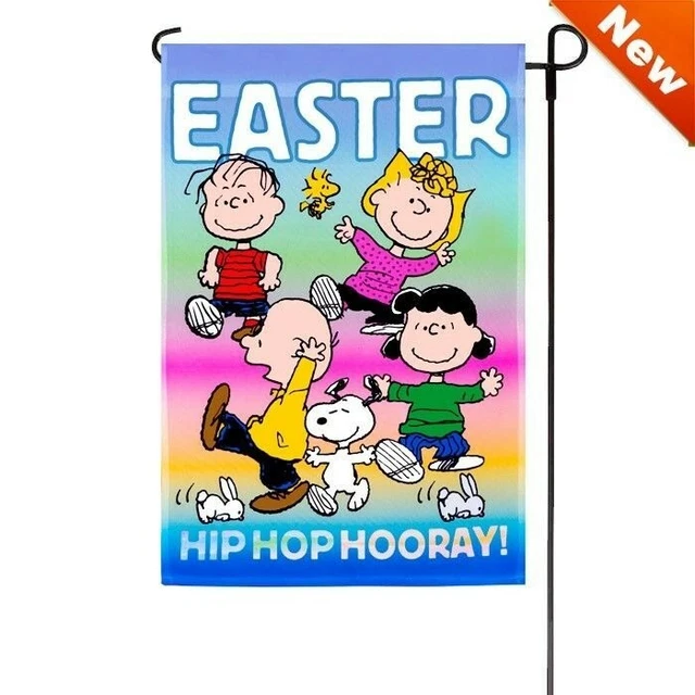 SNOOPY PEANUTS EASTER Flag Hip Hop Hooray Garden Flag 12"X18" Lucy