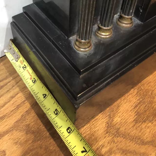 Large French HFF Architectural Greek Revival Marble Six Pillar Mantel Clock 12