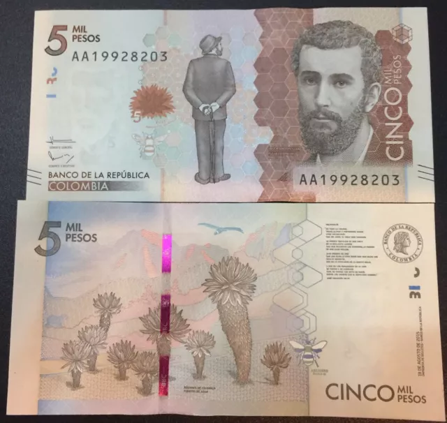 Colombia 5000 Pesos 2015 P 459 AA UNC