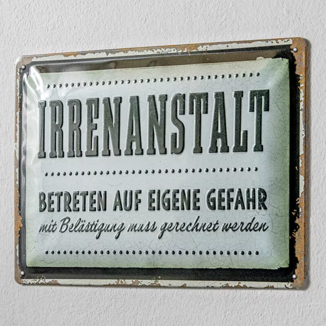 "Irrenanstalt" Nostalgic Vintage Retro Metall-Blech-schild 20x30