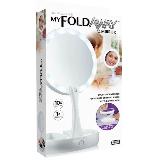 My FoldAway LED Lighted Double Sided Mirror - White